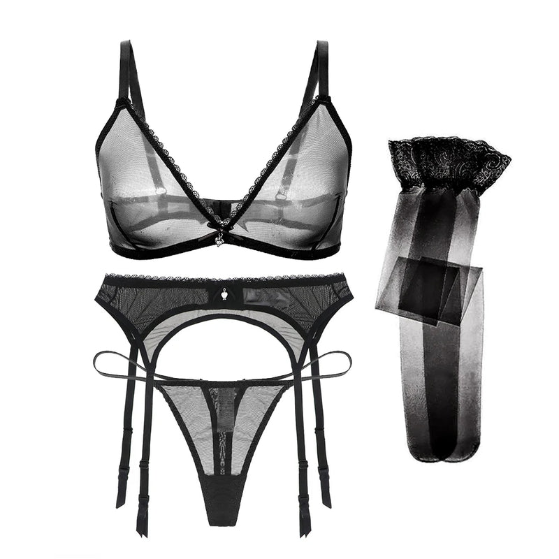 Avelisse Sheer Suspender Set - vetitus -