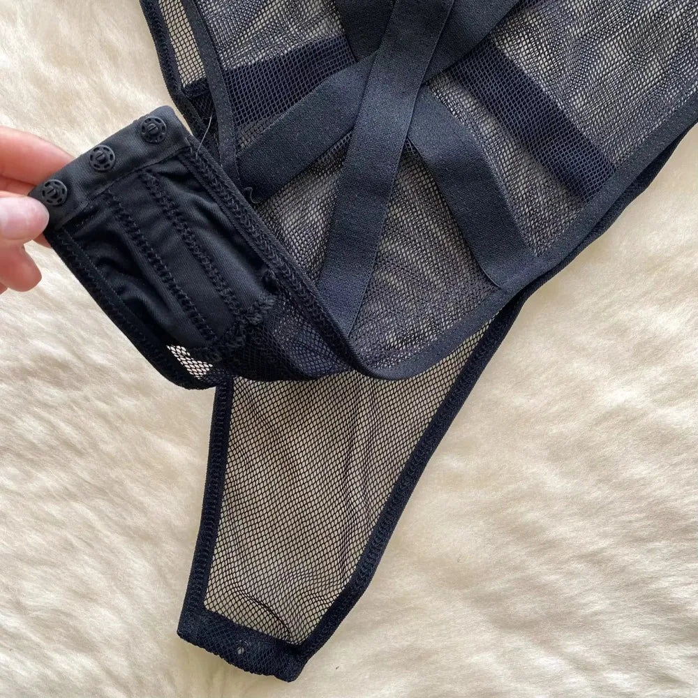 Noir Étreinte Strap Bodysuit