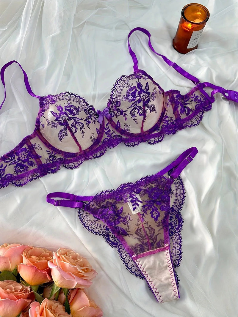 Valora Embroidered Lingerie Set