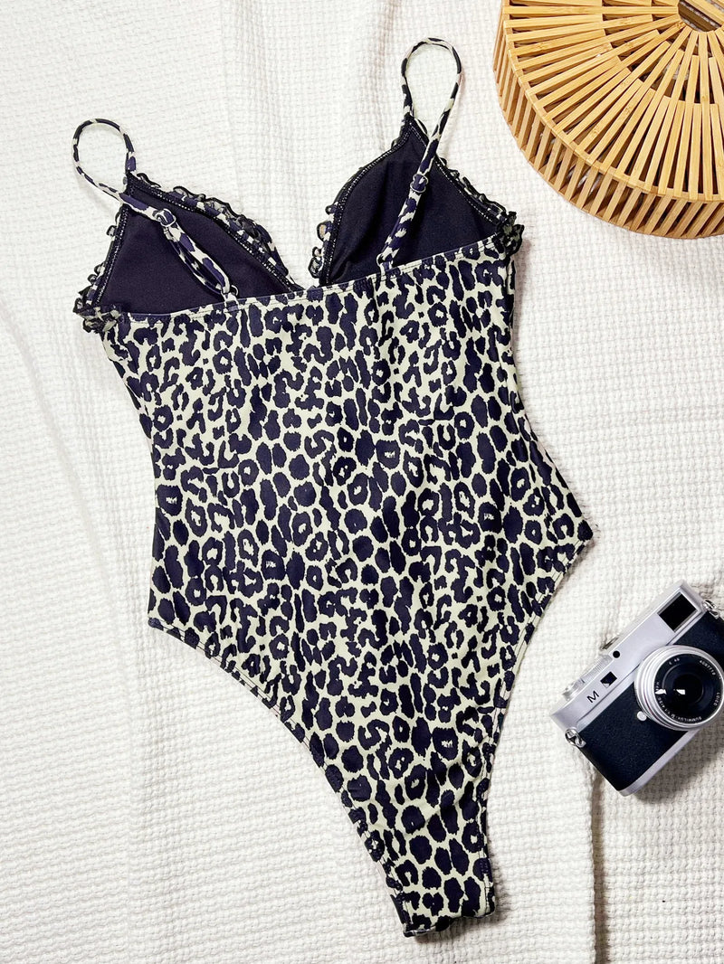 Noir Ruffle Cutout One-Piece - vetitus -