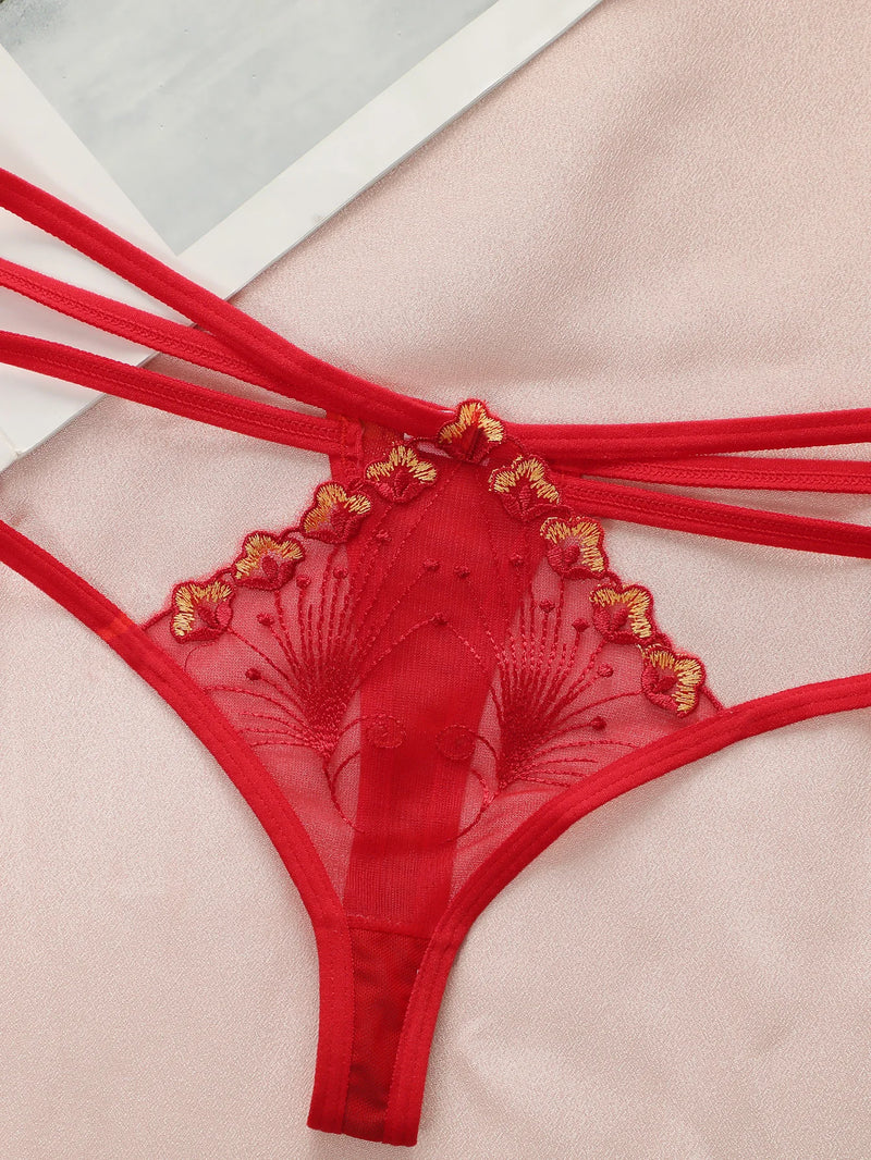 Fiora Embroidered Thong Set