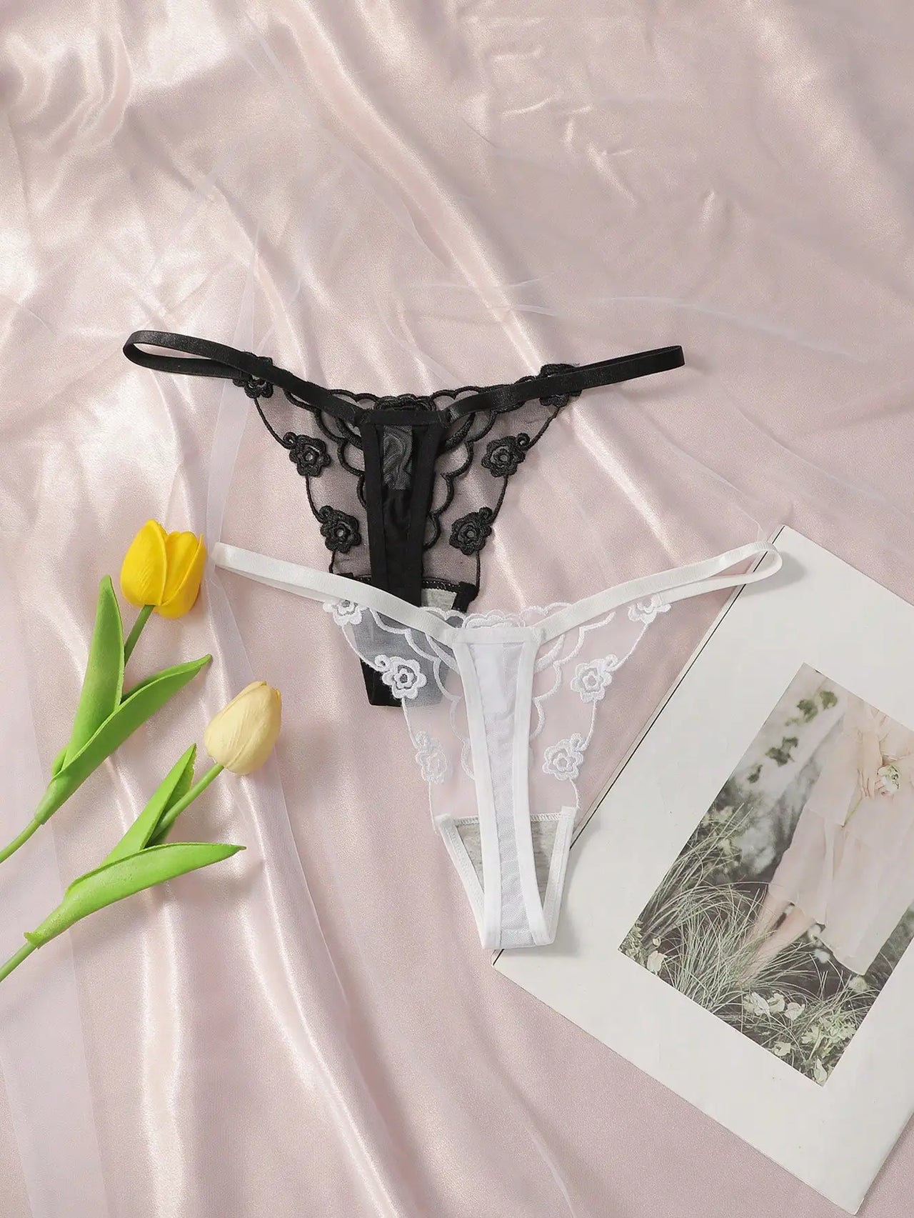 Rosette Lace Thong Duo
