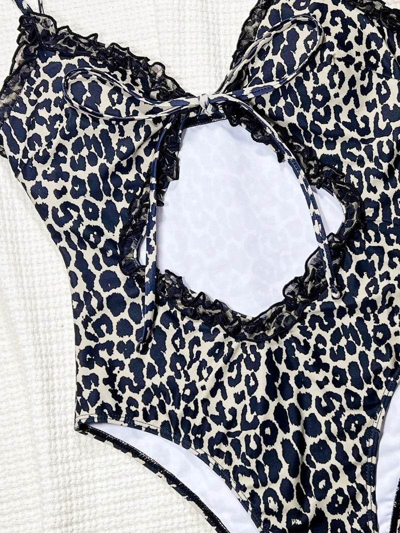 Noir Ruffle Cutout One-Piece - vetitus -