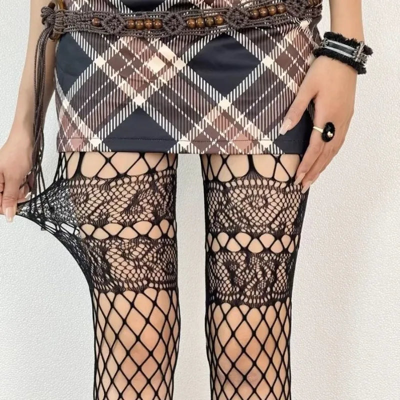 Silver Veil Mesh Tights - vetitus -