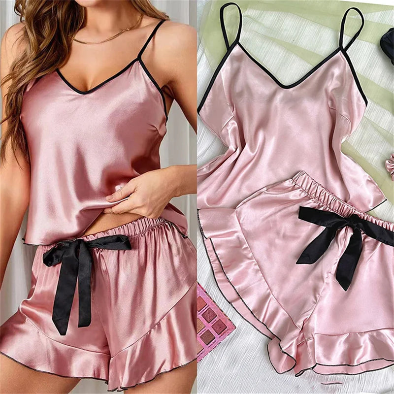 Serelle Satin Camisole Lounge Set - vetitus -