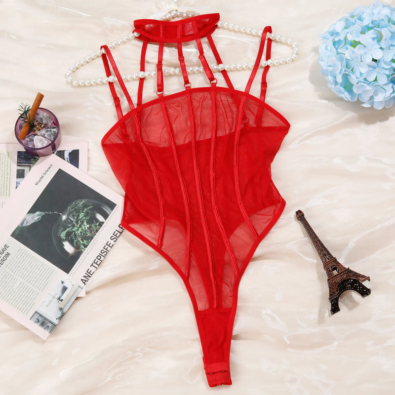 Noir Contour Harness Bodysuit - vetitus -