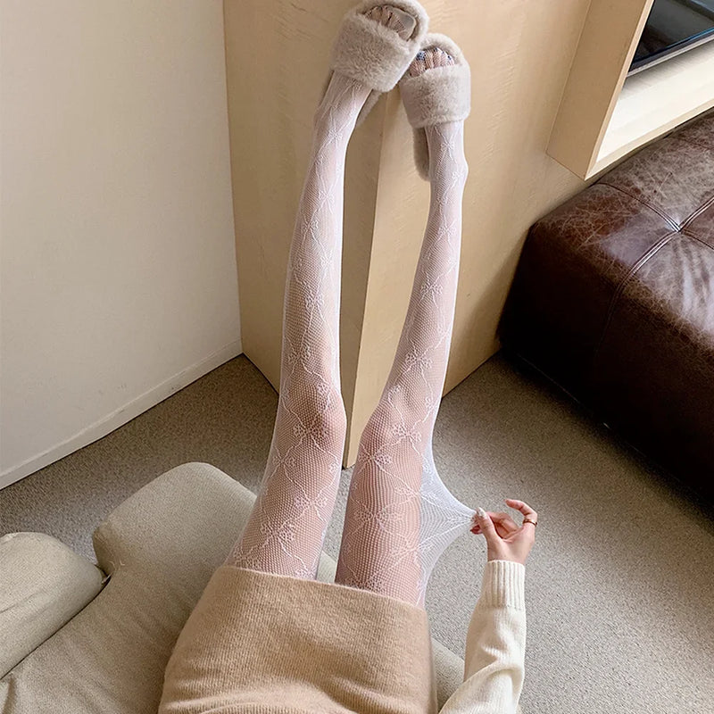 Noir Fleur Lace Tights - vetitus -