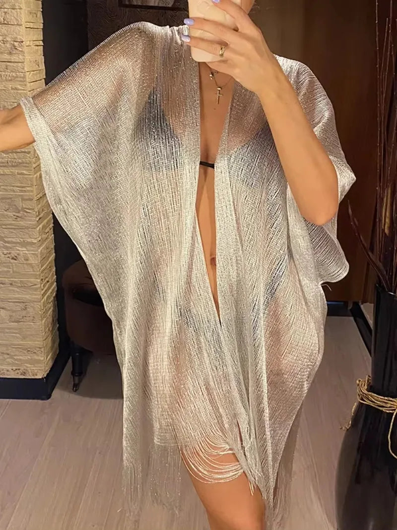 Veloria Fringe Cover Shawl - vetitus -