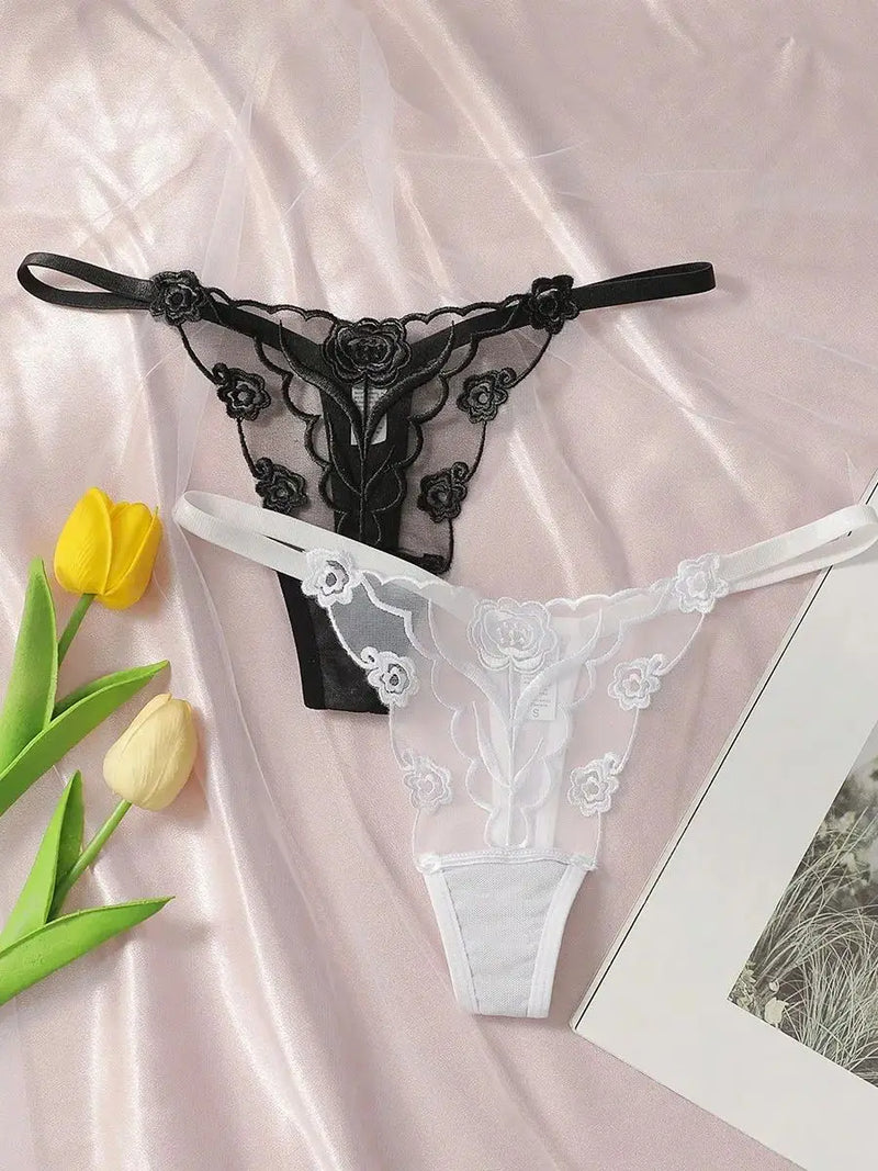 Rosette Lace Thong Duo