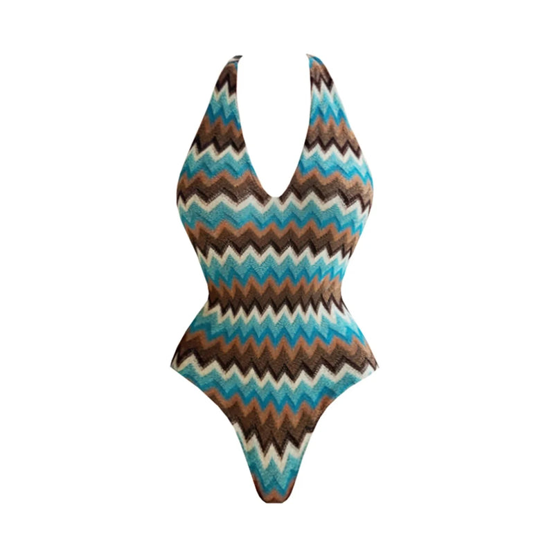 Azure Wave Halter One-Piece - vetitus -