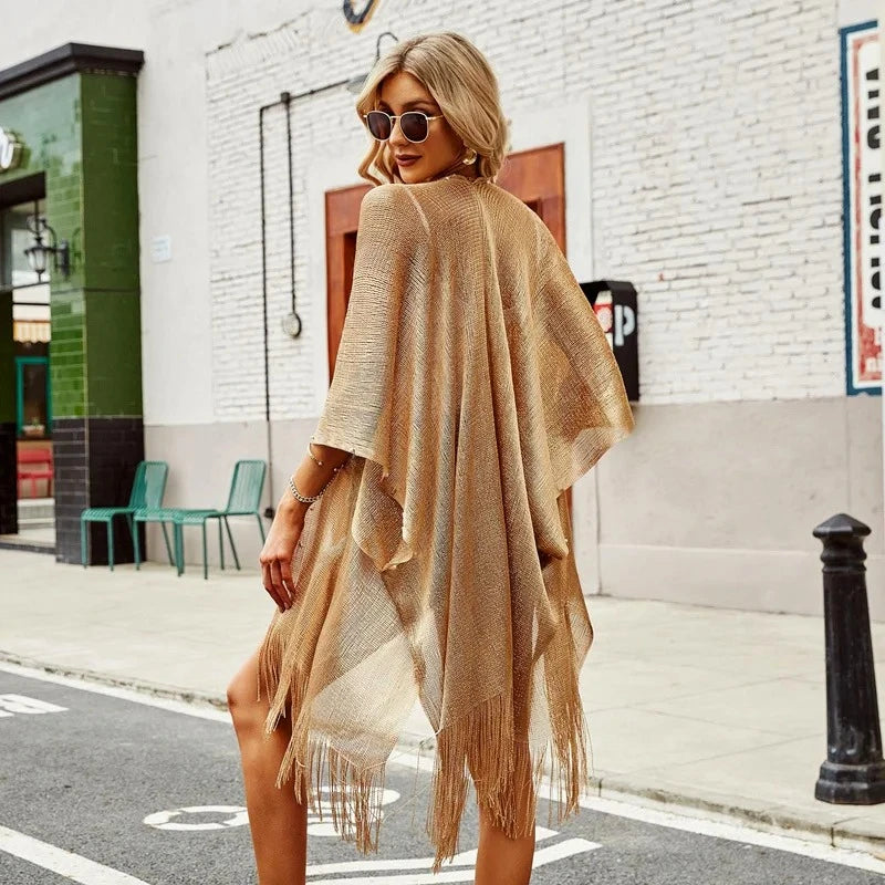 Veloria Fringe Cover Shawl - vetitus -