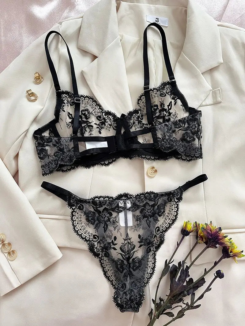 Valora Embroidered Lingerie Set