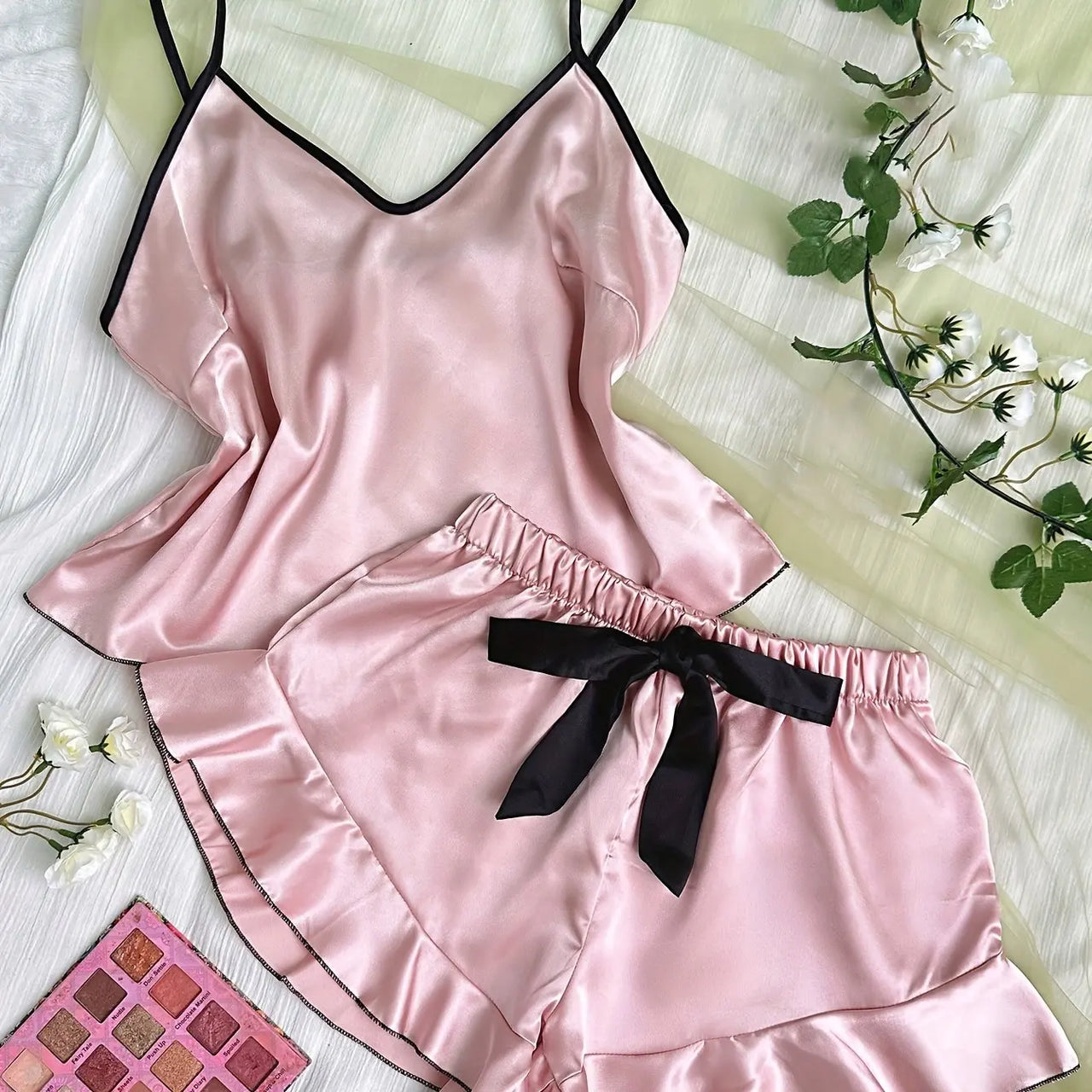 Serelle Satin Camisole Lounge Set - vetitus -