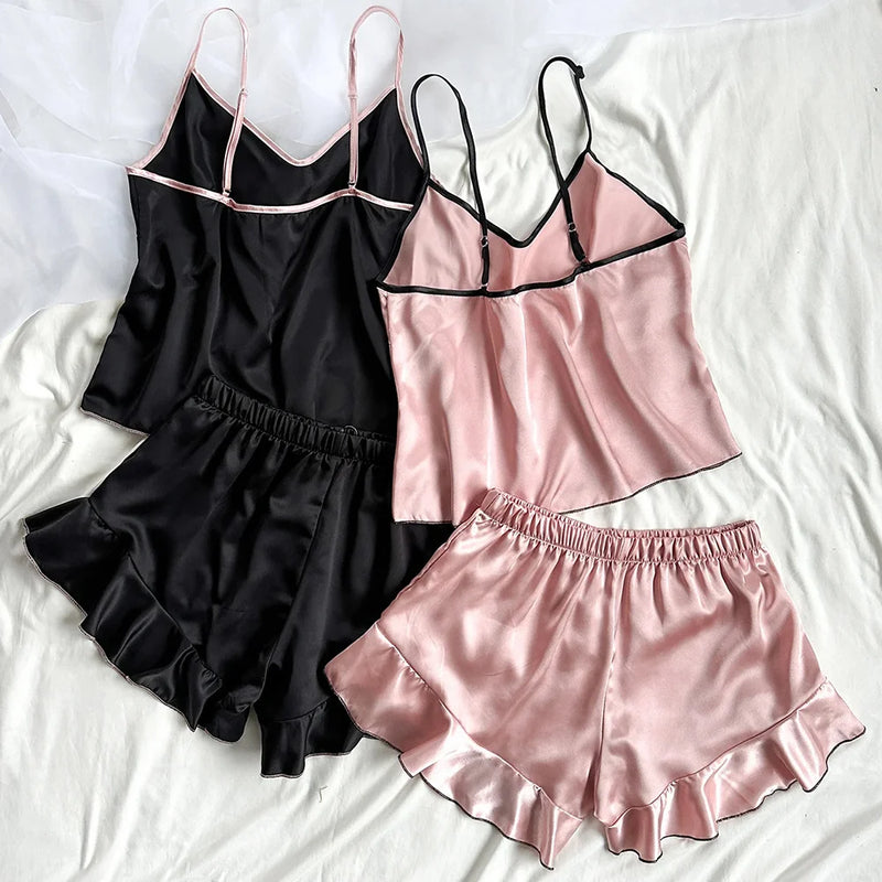 Serelle Satin Camisole Lounge Set - vetitus -